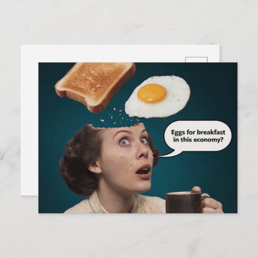 朝食のための卵，エコノミーウーマンコーヒーシュレアル ポストカード (正面/裏面)