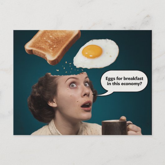 朝食のための卵，エコノミーウーマンコーヒーシュレアル ポストカード (正面)