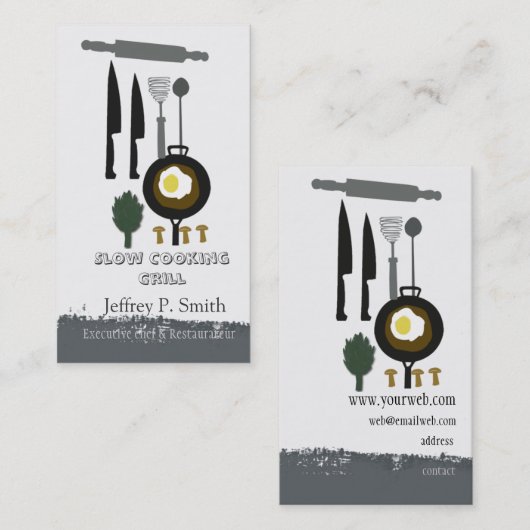朝食のための卵。 シェフの調理師のケータリング 名刺 (正面/裏面)