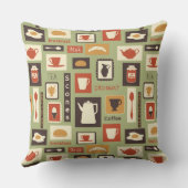 朝食のための台所皿が付いているレトロパターン クッション (裏面)