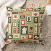 朝食のための台所皿が付いているレトロパターン クッション (ブランケット)