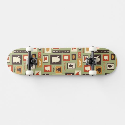 朝食のための台所皿が付いているレトロパターン スケートボード (横)