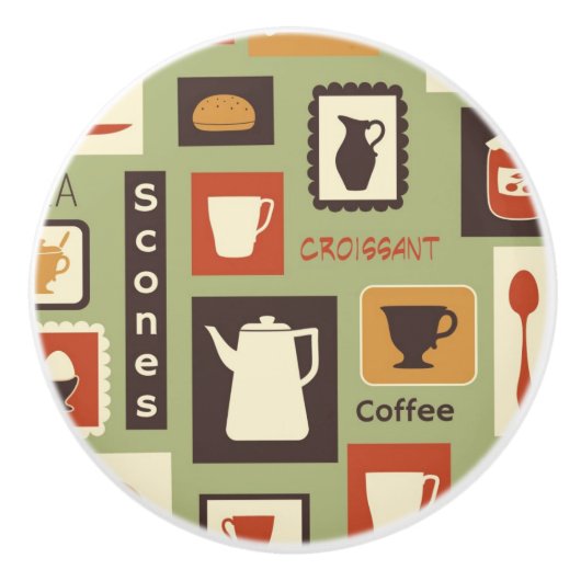 朝食のための台所皿が付いているレトロパターン セラミックノブ (正面)