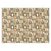 朝食のための台所皿が付いているレトロパターン テーブルクロス (正面(横))