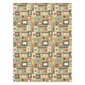 朝食のための台所皿が付いているレトロパターン テーブルクロス (正面)