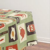 朝食のための台所皿が付いているレトロパターン テーブルクロス (インサイチュ)