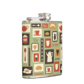 朝食のための台所皿が付いているレトロパターン フラスク (右)