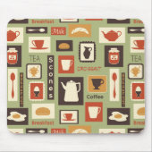 朝食のための台所皿が付いているレトロパターン マウスパッド (正面)