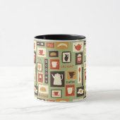 朝食のための台所皿が付いているレトロパターン マグカップ (中央)