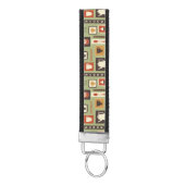 朝食のための台所皿が付いているレトロパターン リストバンドキーホルダー (鍵ボトム)