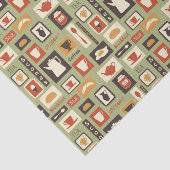 朝食のための台所皿が付いているレトロパターン 薄葉紙 (詳細)