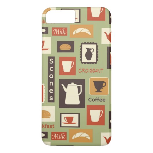 朝食のための台所皿が付いているレトロパターン Case-Mate iPhoneケース (裏面)