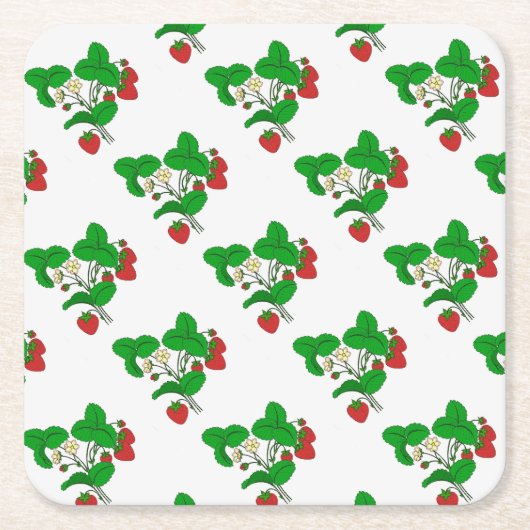 朝食のイチゴ スクエアペーパーコースター (正面)