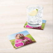 朝食のドーナツおよびコーヒーとの朝Groundhog スクエアペーパーコースター (インサイチュ)