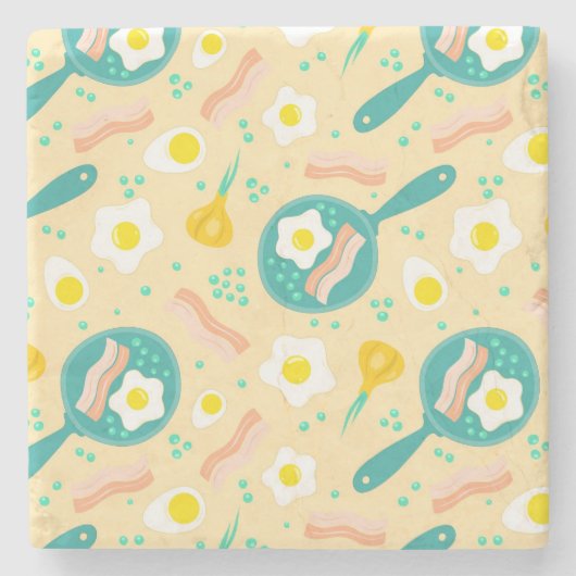 朝食のパターン ストーンコースター (正面)