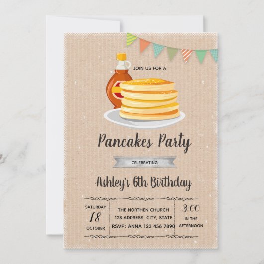 朝食のパンケーキパーティの招待状 招待状 (正面)