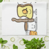 朝食のマンガのキャラクタ キッチンタオル (折り畳み)