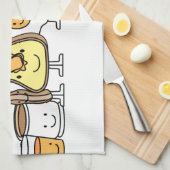 朝食のマンガのキャラクタ キッチンタオル (四つ折り)