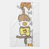 朝食のマンガのキャラクタ キッチンタオル (縦)