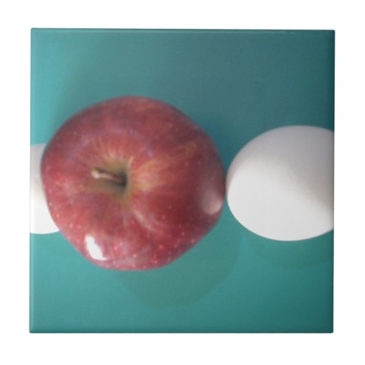 朝食の仲間： 2つの卵$Apple静止寿命 タイル (正面)