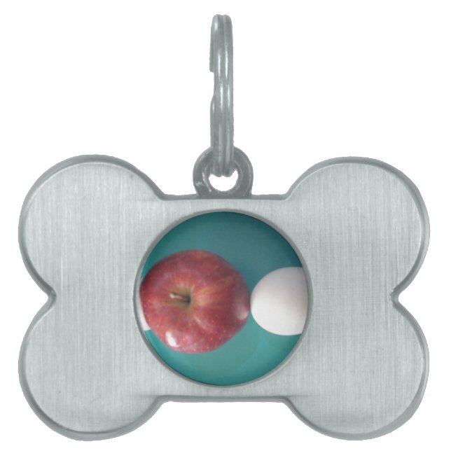 朝食の仲間： 2つの卵$Apple静止寿命 ペットネームタグ (正面)