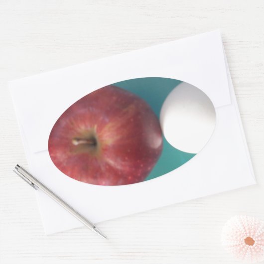 朝食の仲間: 2つの卵$Apple静止寿命 楕円形シール (封筒)