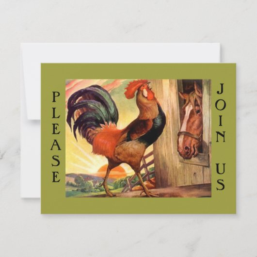 朝食の大会の社会的なオンドリのパーティの招待状 招待状 (正面)