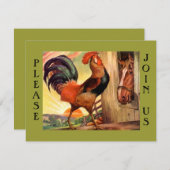 朝食の大会の社会的なオンドリのパーティの招待状 招待状 (正面/裏面)