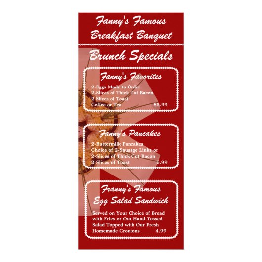 朝食の宴会のブランチメニュー ラックカード (正面)