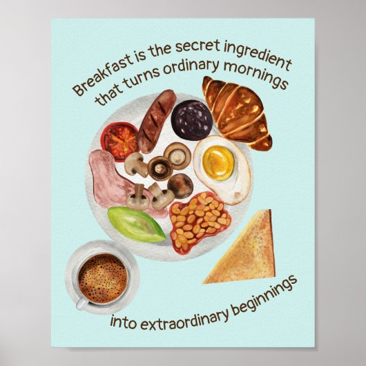朝食の恋人フード引用文キッチンダイナーカフェ ポスター (正面)