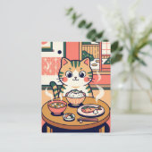 朝食の猫のはがき ポストカード (スタンド正面)