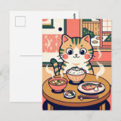 朝食の猫のはがき ポストカード (正面/裏面)