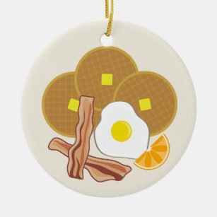 朝食の装飾のワッフル、ベーコン・エッグ セラミックオーナメント