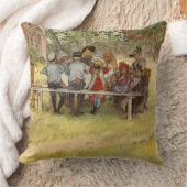 朝食はビッグ樺の木、1895 by Larsson クッション (ブランケット)