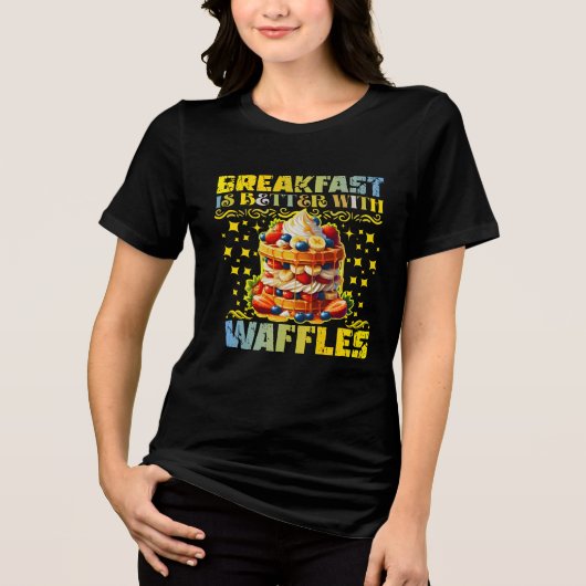 朝食はワッフルの方が良い トライブレンドTシャツ (正面)