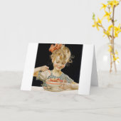 朝食をとる少女 カード (黄色い花)