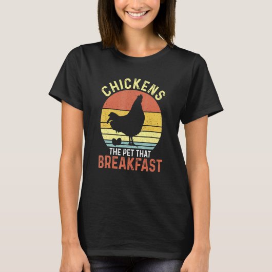 朝食を運ぶペット、ニワトリ Tシャツ (正面)