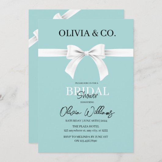 朝食アットティファニーズブライダルシャワー招待 招待状 (正面/裏面)