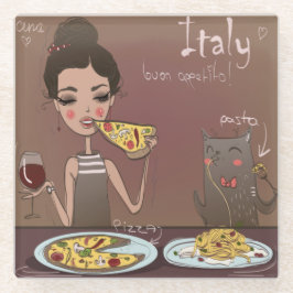 朝食イタリアン ガラスコースター