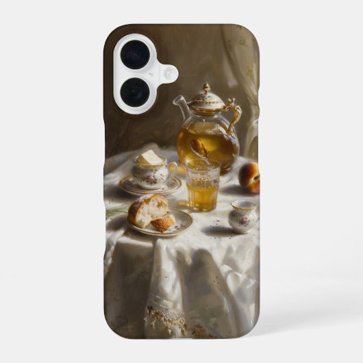 朝食エレガントテーブル iPhone 16ケース (裏面)