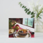 朝食シリアルフルーツチーズナシアップルポストカード ポストカード (スタンド正面)