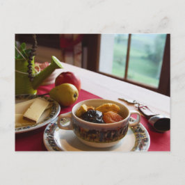 朝食シリアルフルーツチーズナシアップルポストカード ポストカード