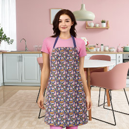 朝食スムージーとフルーツ紫 エプロン