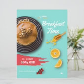 朝食セール、カフェの朝食メニュー 招待状 (スタンド正面)