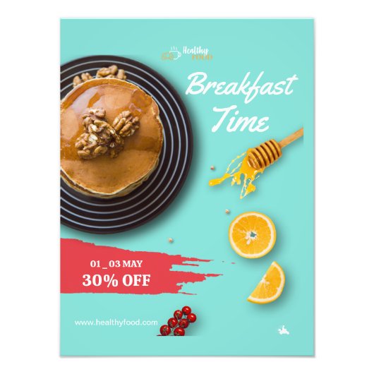 朝食セール コーヒーショップの朝食メニュー フォトプリント (正面)