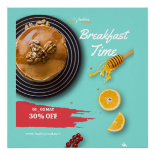 朝食セール コーヒーショップの朝食メニュー ポスター