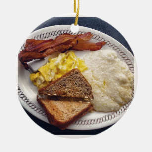 朝食タイム – ベーコンエッグトーストグリット セラミックオーナメント