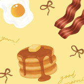 朝食テーマ ベーコン エッグ パンケーキ パターン フリースブランケット