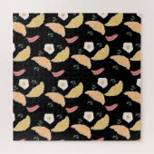 朝食ハムアンドキラントロエッグオンアクロワッサン ジグソーパズル (横)