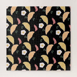 朝食ハムアンドキラントロエッグオンアクロワッサン ジグソーパズル